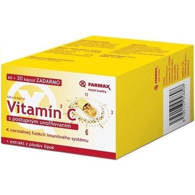 Neuraxpharm Vitamín C s extraktom z plodov šípok s postupným uvoľňovaním 90 kapsúl