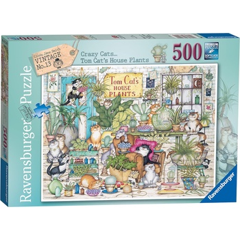 Image 1 of Ravensburger Пъзел Ravensburger от 500 части - Crazy Cats 13: Домашните растения на котката Том (12000695)