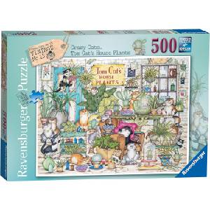 Ravensburger Пъзел Ravensburger от 500 части - Crazy Cats 13: Домашните растения на котката Том (12000695)