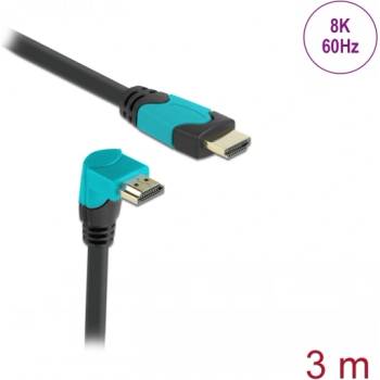 Delock Високоскоростен HDMI кабел с прав конектор - конектор 90, извит надолу 48 Gbps