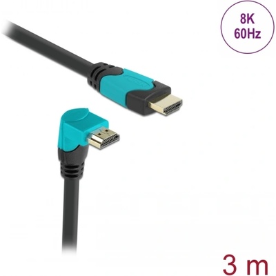 Delock Високоскоростен HDMI кабел с прав конектор - конектор 90, извит надолу 48 Gbps