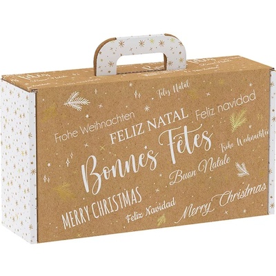 Giftpack Подаръчна кутия Giftpack Bonnes Fêtes - Крафт и бяло, 33 cm (CV037P)