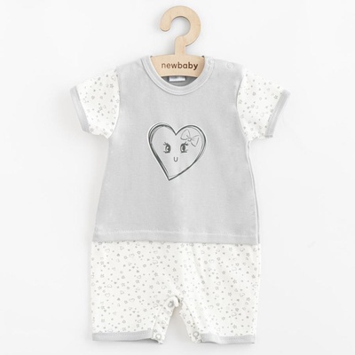 New Baby Dojčenský letný bavlnený overal Srdiečka