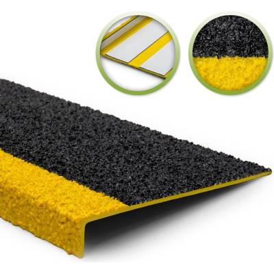 Protiskluzový nášlapný profil GFK, černo-žlutý, šířka 1000 mm, samolepicí