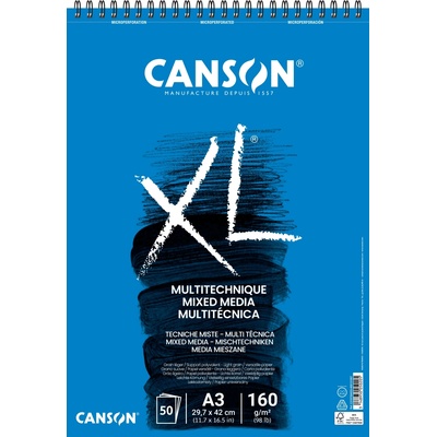 Canson XL Mixed Media Skicák v krúžkovej väzbe A4 160g 50 listov