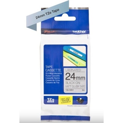 BROTHER TZe-M951 čierne písmo, matná strieborná metalická páska 24mm