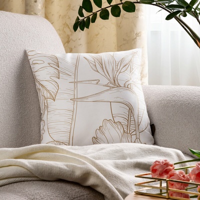 Eurofirany Moderná SPRING 50 s rastlinnou potlačou Bavlnený satén 40 x 40 cm