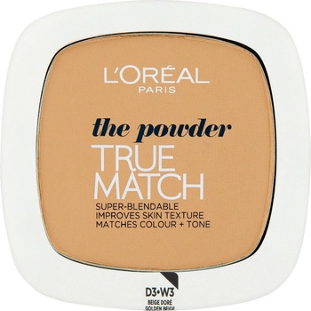 L'Oréal Paris True Match jemný púder pre prirodzený vzhľad 3.D/3.W Dore Warm 9 g