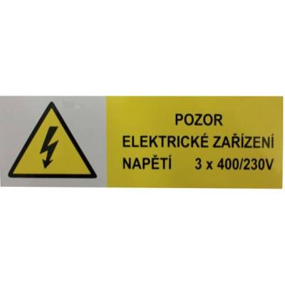 69778 Tabulka č. 3 Samolepící tabulka - symbol Pozor el. zařízení napětí 3x400/230V