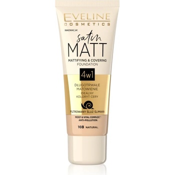 Image 1 of Eveline Cosmetics Satin Matt матиращ фон дьо тен с екстракт от охлюв цвят 103 Natural 30ml