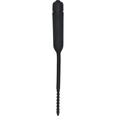Ouch! Silicone Vibrating Bullet Plug with Beaded Tip Urethral Sounding Black