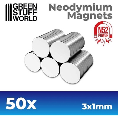 Green Stuff World Neodymium Magnets 3x1 mm 50 units N52 / Neodymové magnety 3x1 mm 50 ks GSW9259