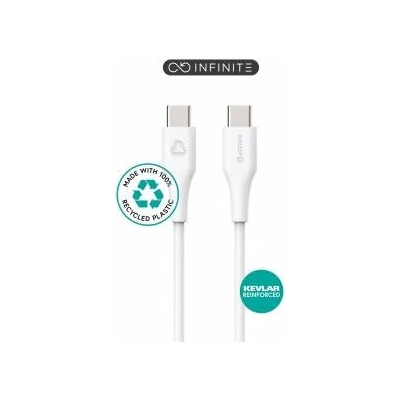 eStuff INFINITE (GRS) USB-C to USB-C Cable 1m White. PVC Free Recycled Plastic