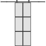 vidaXL Плъзгаща се врата с обков 76x205 см Закалено стъкло&Алуминий (3332962)