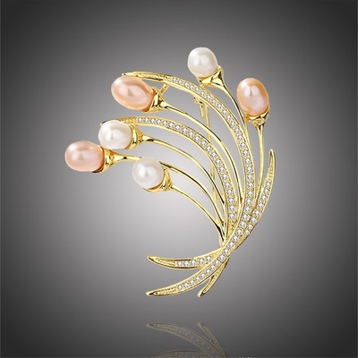 Éternelle brož se sladkovodními perlami a zirkony Carrie B2197 zlatá