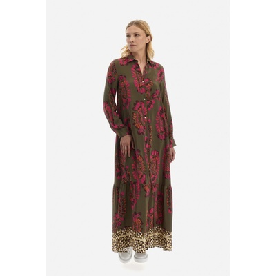 La Martina Woman Dress L/s Printed Diamon ružová