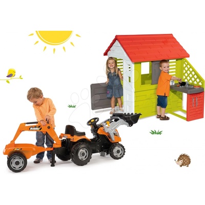 Smoby set domček Pretty Nature a traktor Builder Max
