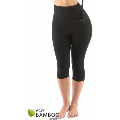 Gina dámské Capri s vysokým pasem sportovní bezešvé klasické jednobarevné ECO Bamboo Sport 95038P černé