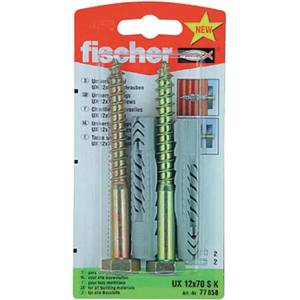 Fischer УНИВЕРСАЛЕН ДЮБЕЛ С БОЛТ Ф12Х70 ММ 2 БРОЯ fischer ux s k (4006209908754)