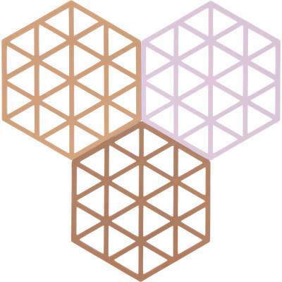 Zone Denmark Подложки за горещи съдове Triangles бежов и розов цвят 3 бр (32707)