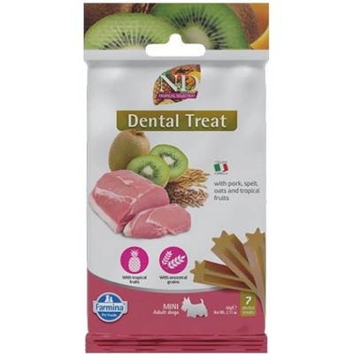 N&D Tropical Selection Dental Care Treat With Pork, Spelt, Oats and Tropical fruits Mini - Дентални стикове за кучета от дребни породи със свинско, спелта, овес и тропически плодове - 60 гр, Италия - KND0006021