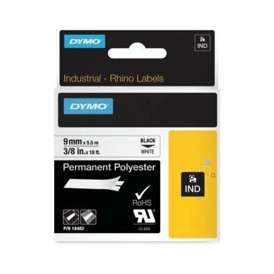 Permanentná polyesterová páska Dymo Rhino 9mm biela/čierna