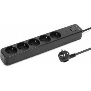 MONTIS Power Strip Surge Protector Black 5-Outlet 1.5m MT187-BK-1.5