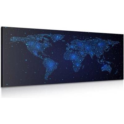 Obraz mapa světa s noční oblohou - 120x60