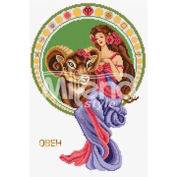 Milena Style Зодия Овен - гоблен със схема конци dmc Кръстат бод