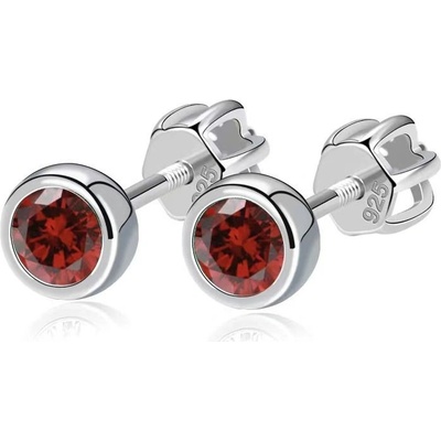 NUBIS Stříbrné náušnice, granátově červené zirkony 4 mm NB-3652-G