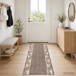 vidaXL Килим с пътека FLORNES Тъкан Таупе 67 x 250 cm ПП 7 mm (42057424)