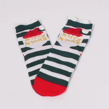 Image 1 of Детски коледни чорапи на райе в бяло и зелено
