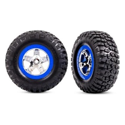 Traxxas колело 2.2/3.0", диск SCT хромиран/син, гума KM2 (2) (2WD преден)