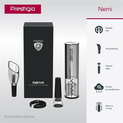 Elektrický otvírák na víno "NEMI", stříbrný, Prestigio