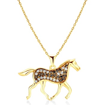 SAVICKI Колие с кон Savicki: злато, диаманти, черни диаманти