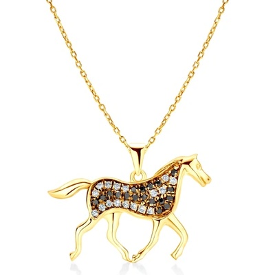 SAVICKI Колие с кон Savicki: злато, диаманти, черни диаманти