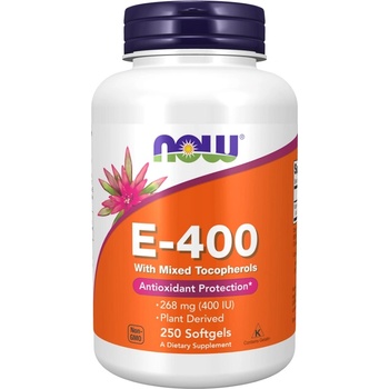NOW NOW Vitamin E-400 Natural (Mixed Tocopherols), 250 Softgels