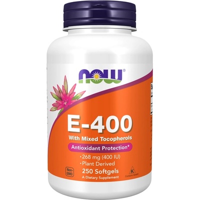 NOW NOW Vitamin E-400 Natural (Mixed Tocopherols), 250 Softgels