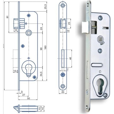 Tesla Zámek zadlabací stavební K6090/45 PL - BB – Hledejceny.cz