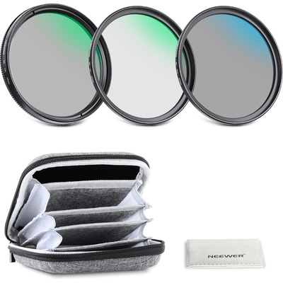 NEEWER 37mm UV/CPL/ND lens filter set with hard case, coated optical glass accessories & aluminum frame ultraviolet filter + circular polarization filter (CPL) + neutral density (ND4) filter - NW