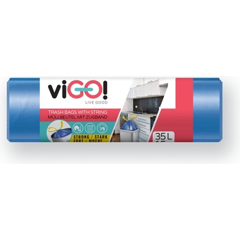 viGO! Pytle zatahovací HDPE 35l 11µm 15ks modré