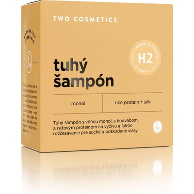 TWO COSMETICS Tuhý šampon REPAIR&NOURISH s hedvábím rýžovým proteinem a vůní monoi 60 g