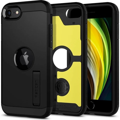 Spigen Tough Armor Case - хибриден кейс с най-висока степен на защита за iPhone SE (2020) (черен)