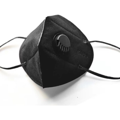 Planet Tech Предпазна маска PM 2.5, KN95 - FFP2 с клапа за многократна употреба против мръсен въздух, вируси и бактерии, Черна (N95V Black)