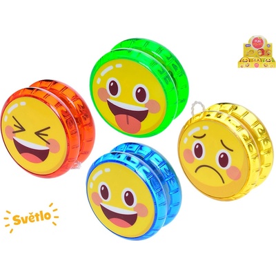 Jojo smajlík 6 cm na baterie se světlem mix barev modrá žlutá zelená červená