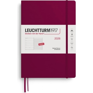 Leuchtturm1917 372644 Weekly Calendar & Notebook Composition (B5) 2026, Port Red, English (372644)