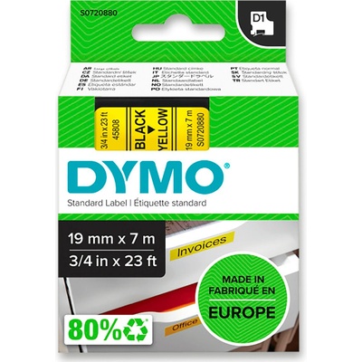 Dymo D1 S0720880 - originální polyesterová páska - 19 mm × 7 m, černo-žlutá