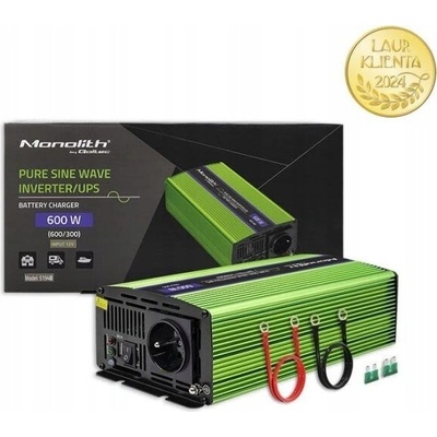 Qoltec 51940 12V/230V, 300W/600W čistý sinus s funkcí UPS, LCD display