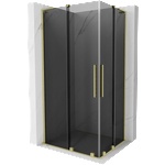 Mexen Velar L Duo плъзгаща се душ кабина 90 x 80 см, графит, злато четкано - 871-090-080-02-43-55 (871-090-080-02-43-55)