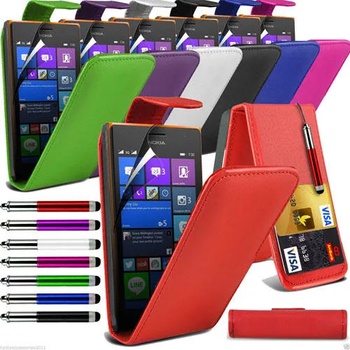 Nokia Lumia 830 Flip Кожен Калъф + Протектор и Стилус